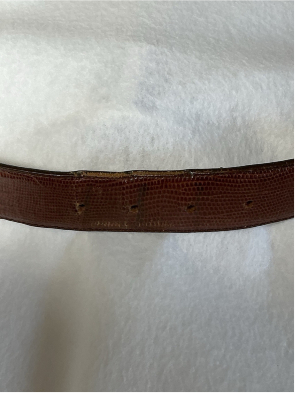 Vintage Al Beres USA Lizard Leather Belt Sz 30 Brown Western 3 Piece Tip Buckle - Picture 8 of 15